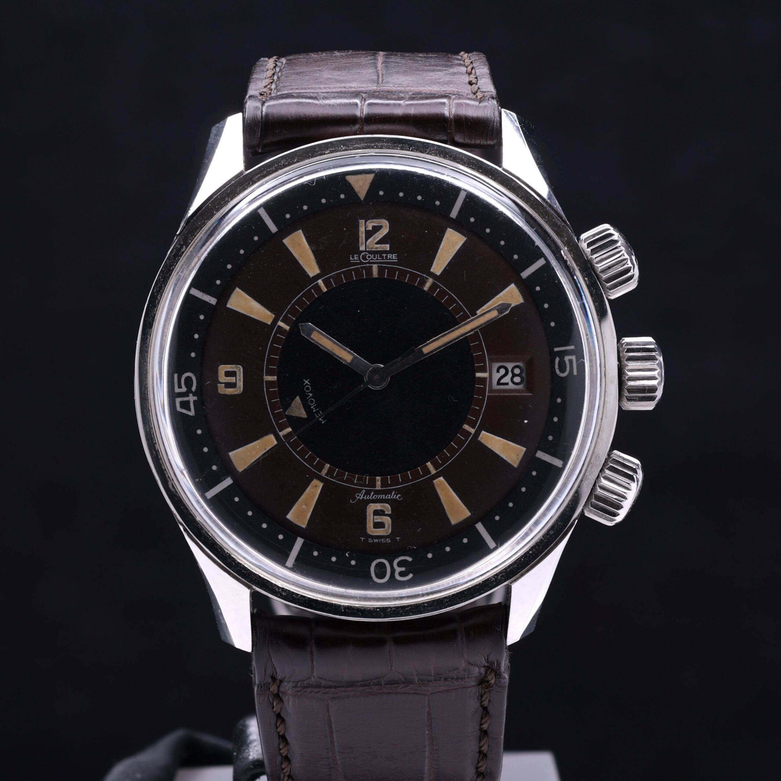 Jaegar LeCOULTRE Memovox Polaris Ref. E859 Tropical Dial Wristwatch Date Alarm C.1968