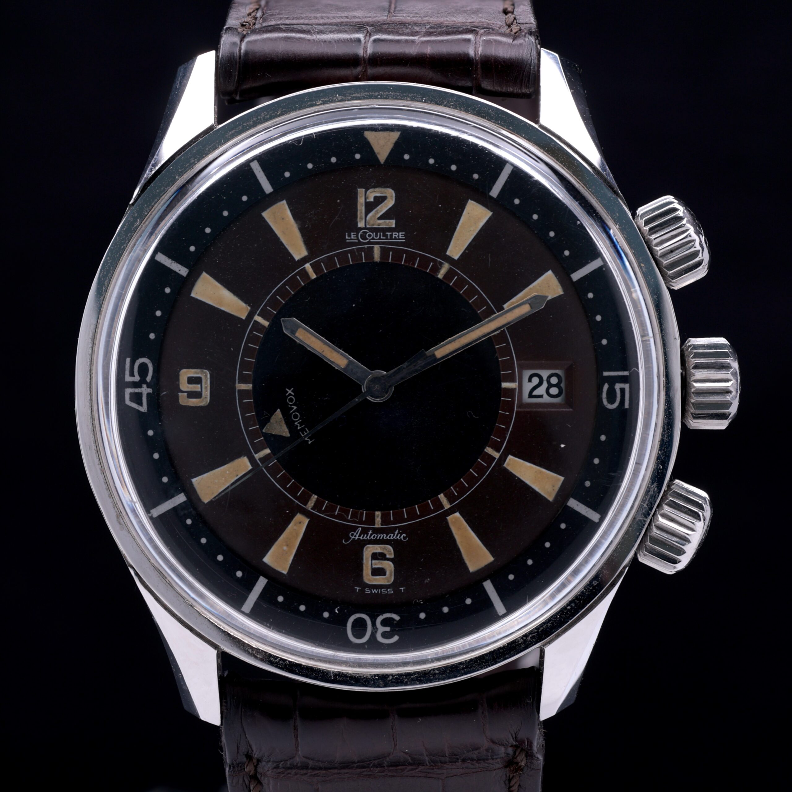 Jaegar LeCOULTRE Memovox Polaris Ref. E859 Tropical Dial Wristwatch Date Alarm C.1968 - Image 6
