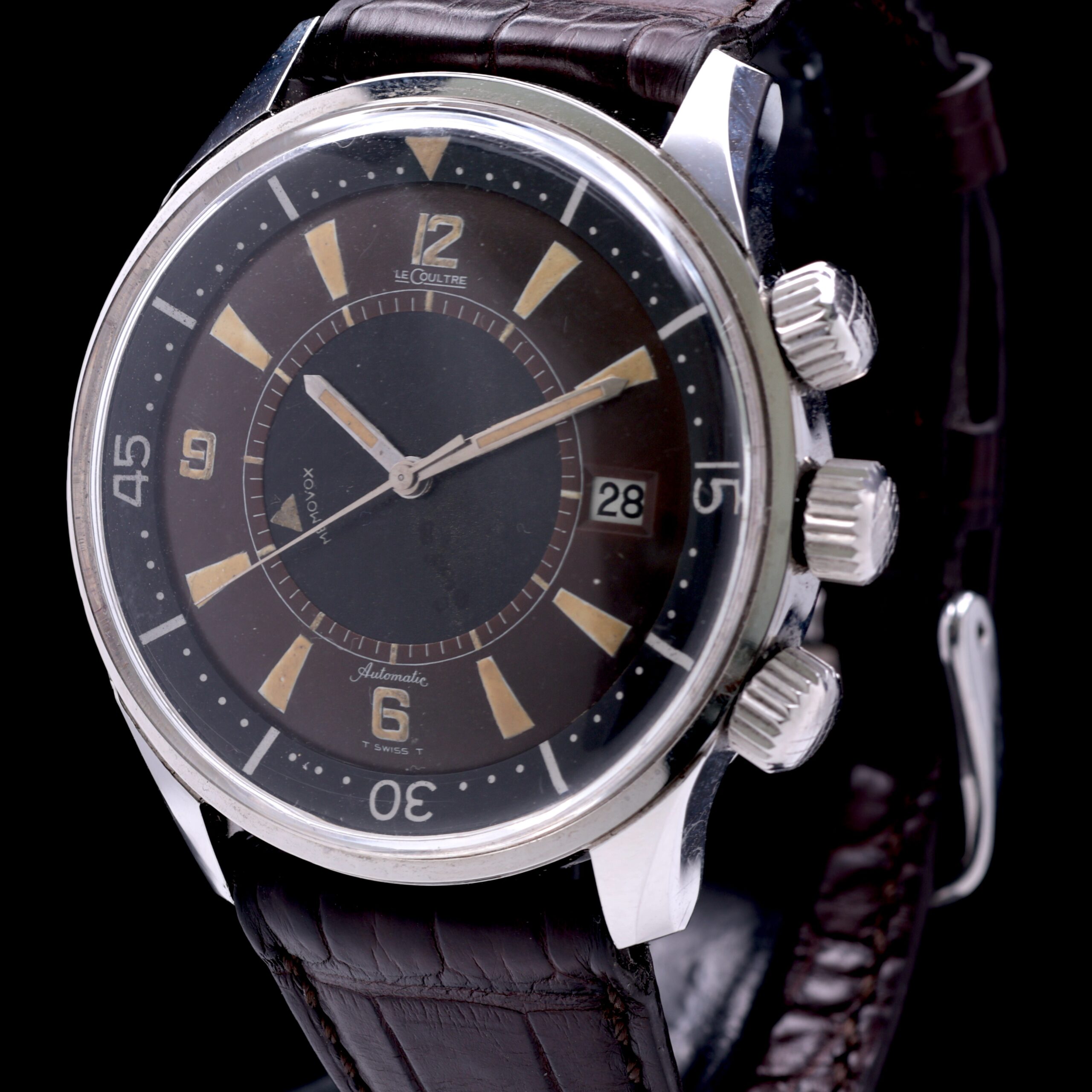 Jaegar LeCOULTRE Memovox Polaris Ref. E859 Tropical Dial Wristwatch Date Alarm C.1968 - Image 4